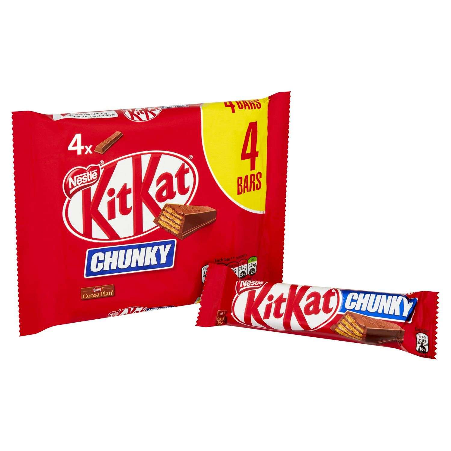 Kit Kat Chunky Milk Chocolate Bar Multipack 4 Pack 128g (6536729329753)