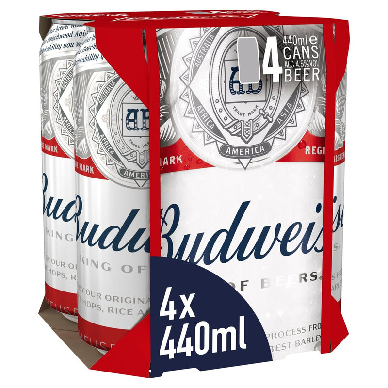 Budweiser Lager Beer Cans 4 x 440ml (6694302515289)