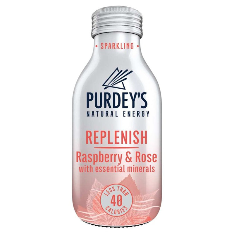 Purdey's Natural Energy Replenish Sparkling Raspberry & Rose with Essential Minerals Bottle 330ml (6956047859801)