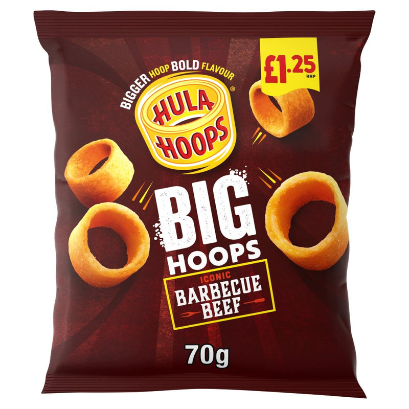 Hula Hoops Big Hoops BBQ Beef Flavour Potato Rings 70g - Moo Local