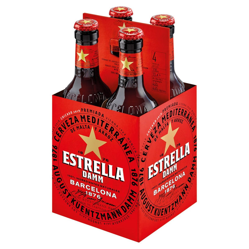 Estrella Damm Lager Beer Bottles 4x330ml (6697757835353)