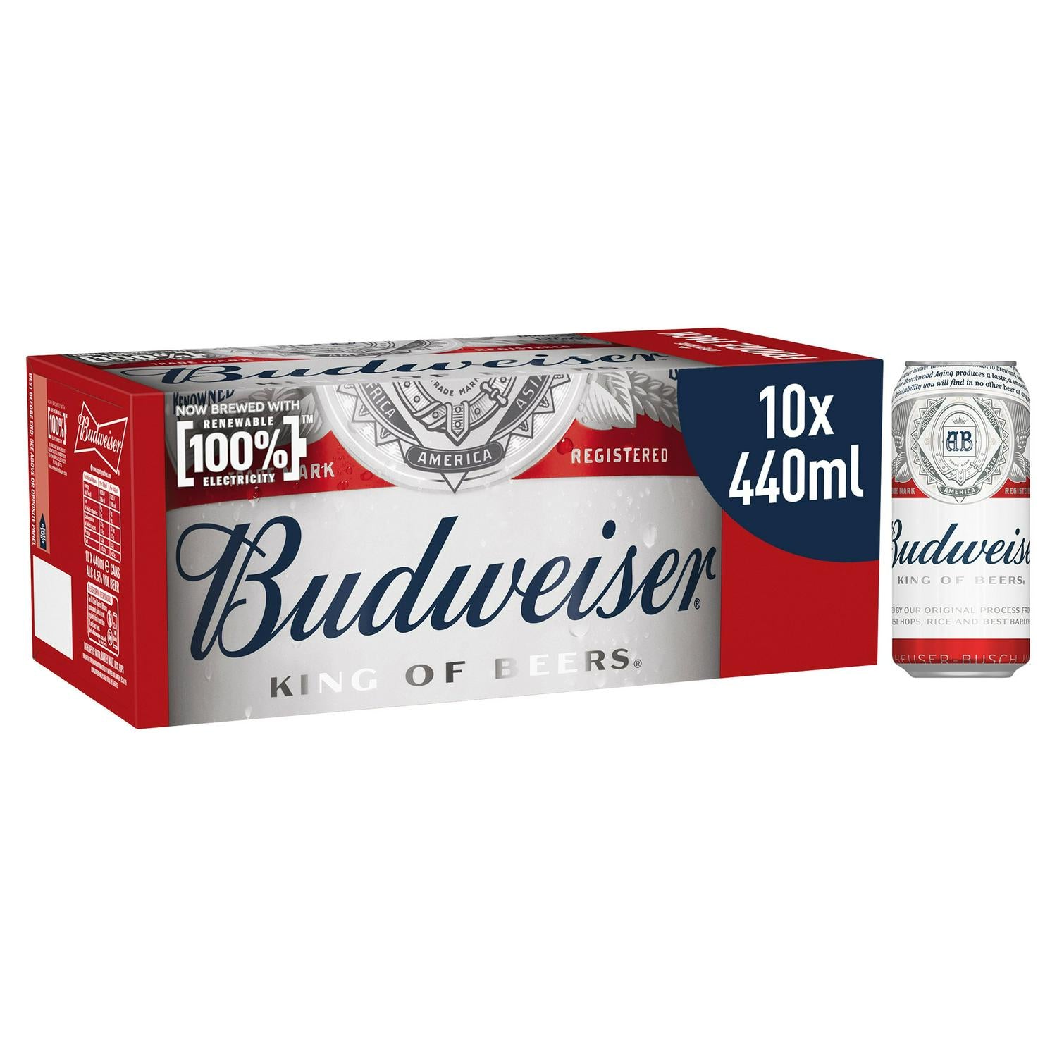 Budweiser Lager Beer Cans 10 x 440ml (6697796993113)