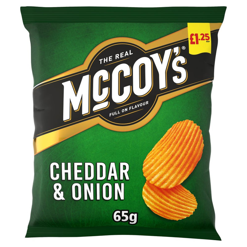 McCoy's Cheddar & Onion Flavour Ridge Cut Potato Crisps 65g - Moo Local
