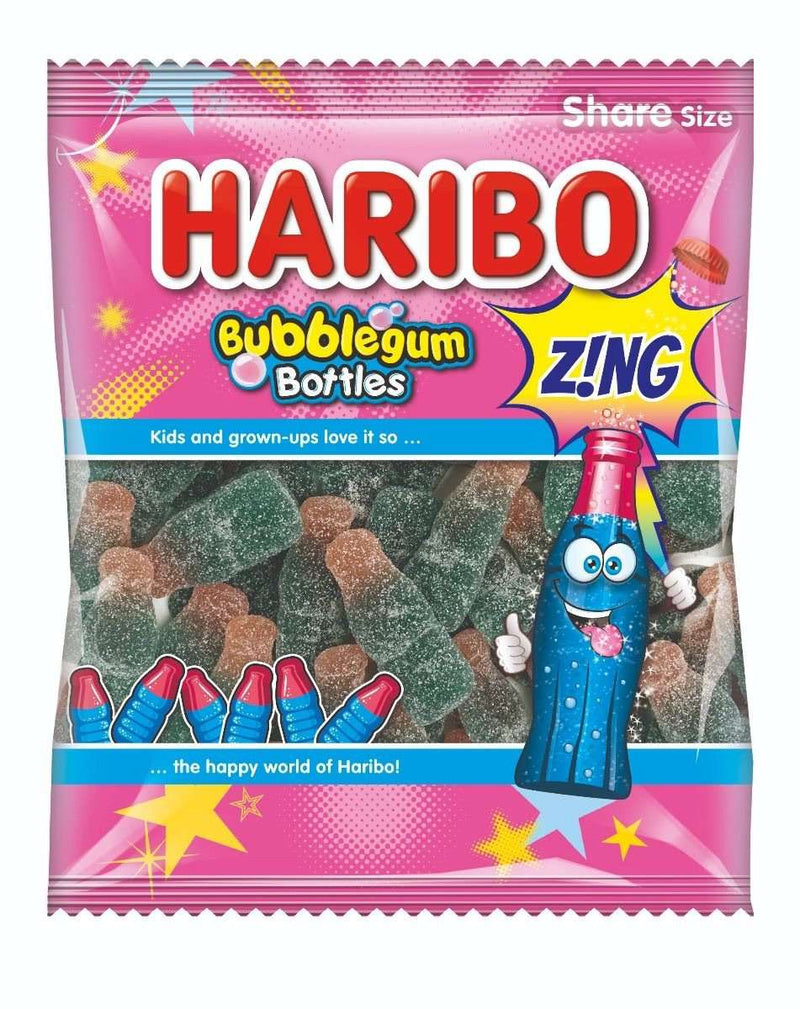 HARIBO Bubblegum Bottles Z!NG Bag 160g (6539557404761)