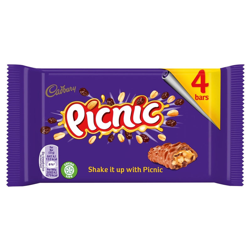 Cadbury Picnic Chocolate Bar 4 Pack 128g - Moo Local
