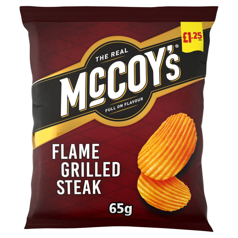McCoy's Flame Grilled Steak Flavour Ridge Cut Potato Crisps 65g - Moo Local