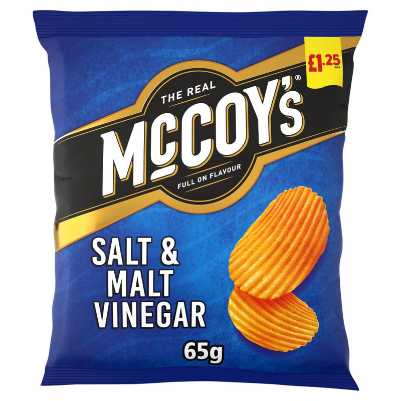 McCoy's Salt & Malt Vinegar Flavour Ridge Cut Potato Crisps 65g - Moo Local