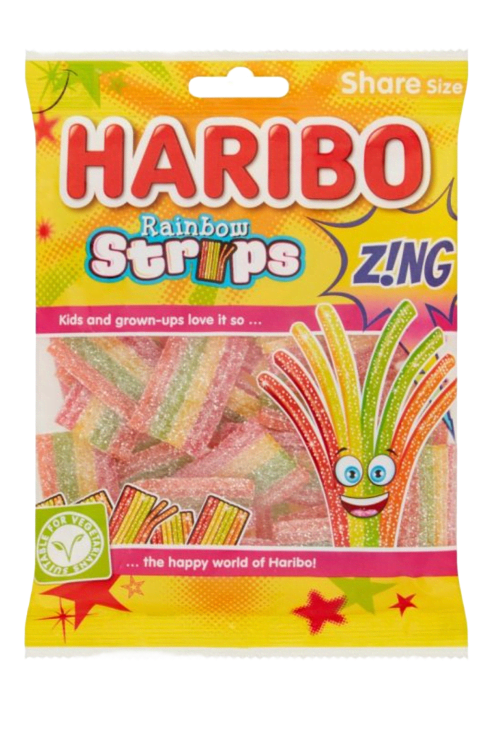 HARIBO Rainbow Strips Z!ng Bag 130g (6539571429465)